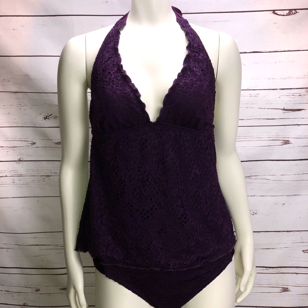 Mossimo Plum Purple Halter Tankini M/L swim suit